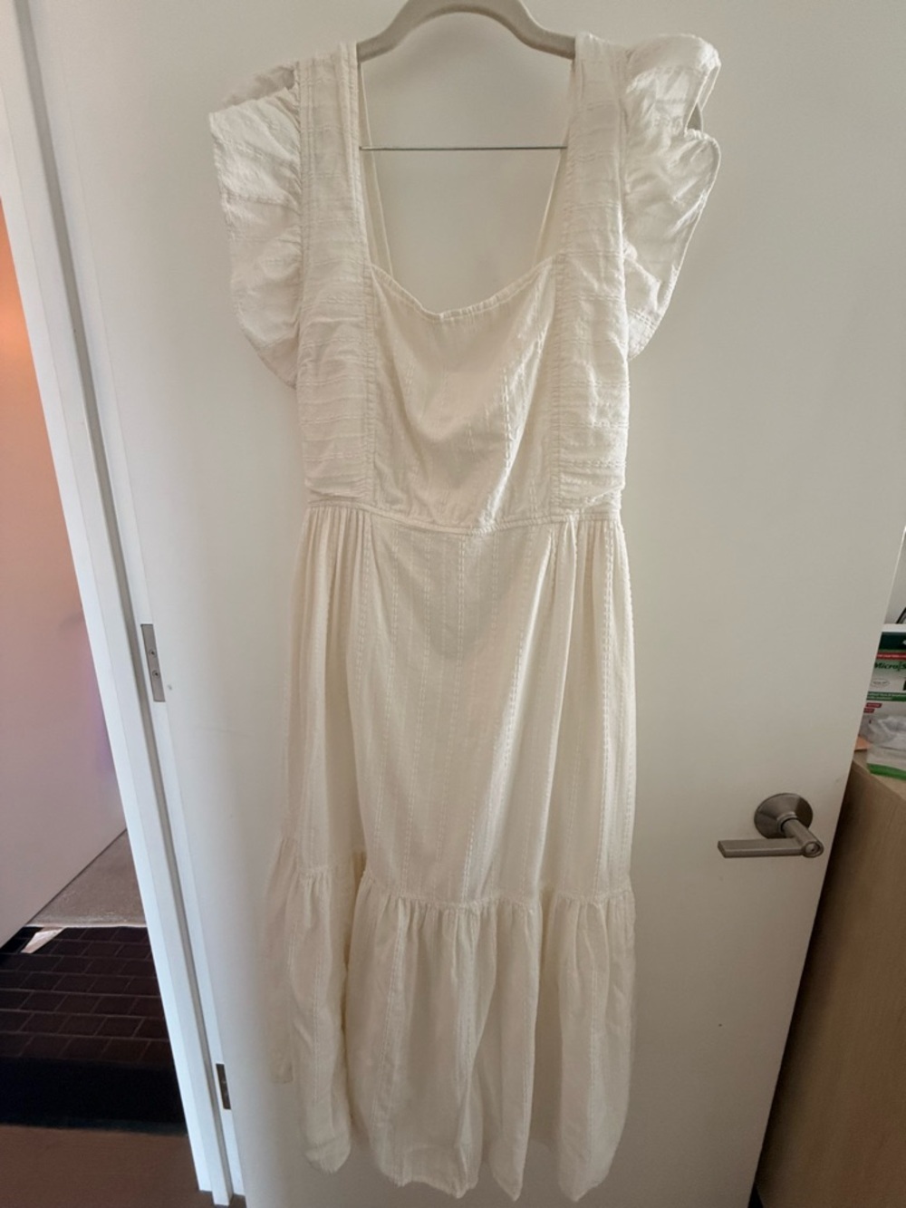 Ivory Ruffle Sleeve Maxi Dress